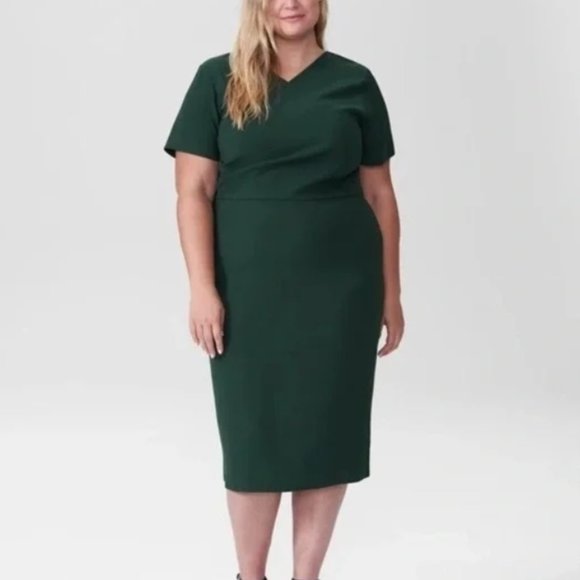 Universal Standard Dresses & Skirts - Universal Standard "Mary" Plus Size Hunter Green Crossover Neckline Sheath Dress